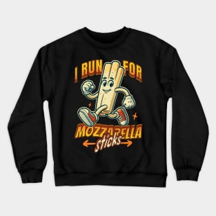 Run For Mozzarella Sticks Funny Fitness Cheesy Run Club Crewneck Sweatshirt